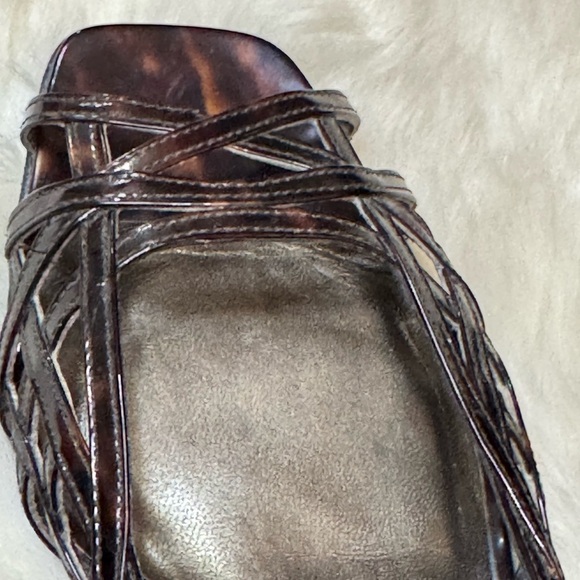 STUART WEITZMAN TORTOISE "TANGLE" PATENT SANDALS Shoes Strappy Size‎ 8 Summer - Picture 9 of 10